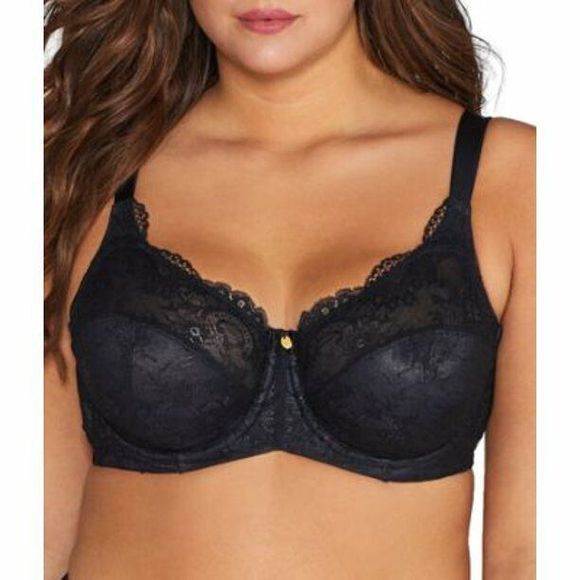Curvy Couture Other - Curvy Couture 46C Everyday Glamour Black Lacy Unlined UW Bra 1207 NWT